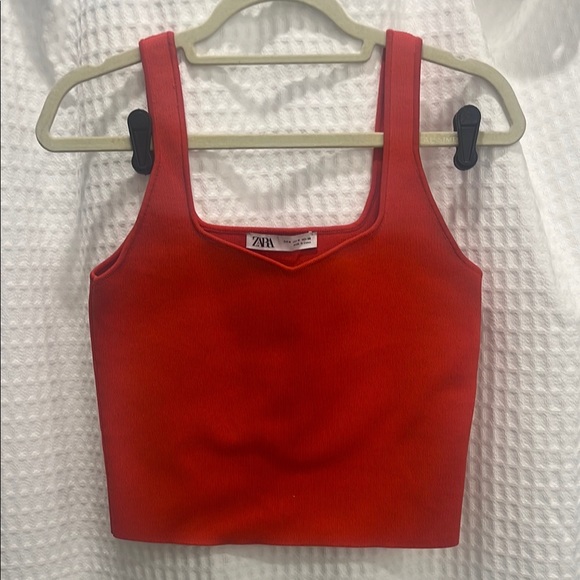 Zara Red Ribbed Tank Top - Picture 1 of 4